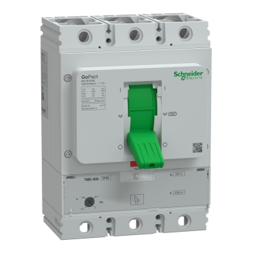 G80N3TM630 | Circuit breaker, GoPact MCCB 800, 3 poles, 50kA at 415VAC, 630A rating, TMD trip unit, adjustable thermal protection Schneider Electric