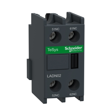 LADN11 - Auxiliary contact block, TeSys D, 1NO + 1NC, front mounting, screw terminals