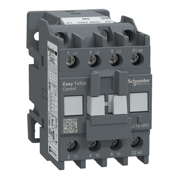 LC1E1210M5 - Contactor,Easy TeSys Control,LC1E,3P(3NO),AC-3,<=440V,12A,220V AC coil,50Hz,1NO auxiliary contact