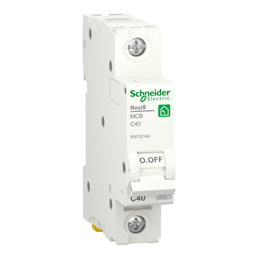 R9F32140 - Miniature circuit breaker (MCB), Resi9, 1P, 40A, C curve, 4500A (IEC/EN 60898-1) Schneider Electric