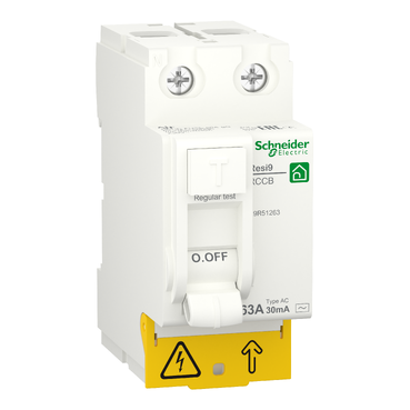 R9R51263 - Residual current circuit breaker (RCCB), Resi9, 2P, 63A, AC type, 30mA