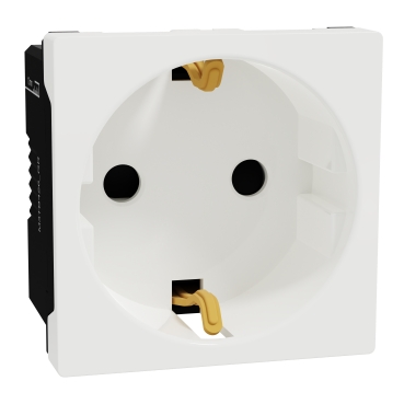 M3TB426_GR | German Socket outlet, Miluz E, 16A, 250V, 2 Pin with earth, 2 Module, White