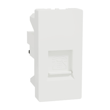 M3TB1_RJ4M | Telephone Outlet, Miluz E, 6 Pin, 4 Wire, mechanism with shutter, white