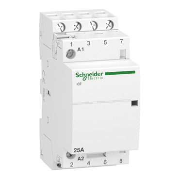 A9C20834 | Schneider Acti9 iCT Contactor 25A, 4-Pole (4NO), 220-240V AC, 3-Phase + Neutral