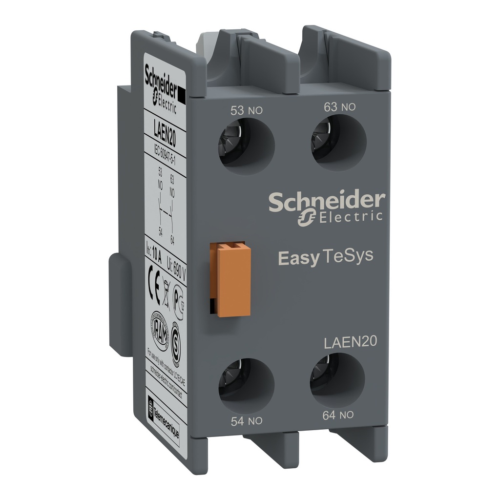 LAEN20 | Schneider Auxiliary contact block,Easy TeSys Control,2NO,for LC1E/CAE