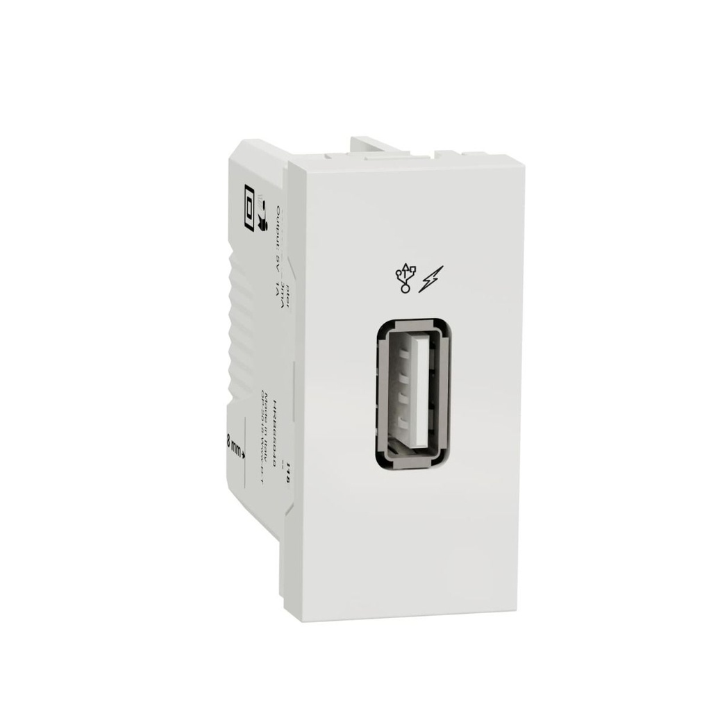 Schneider NU342818 | New Unica – USB charger 1 A – 1 module – type A – white