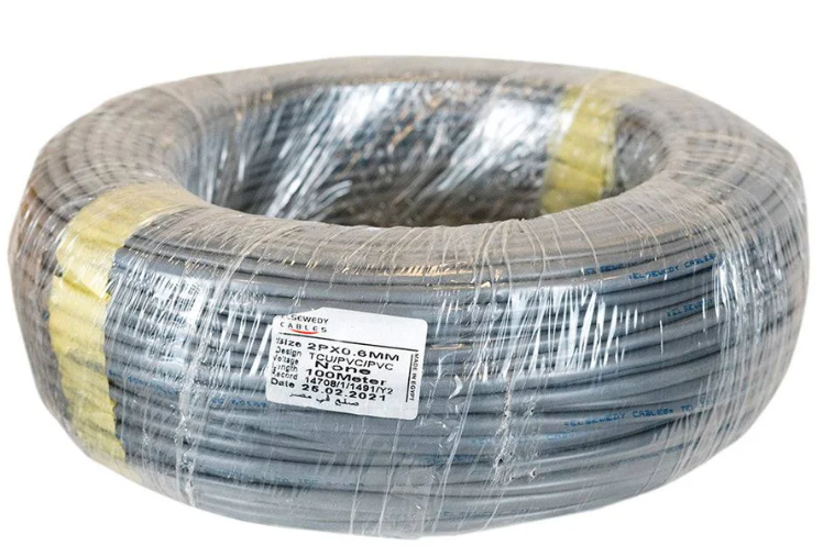 كابل تليفون 2 جوز 0.6 ملم CU/PVC/PVC السويدى