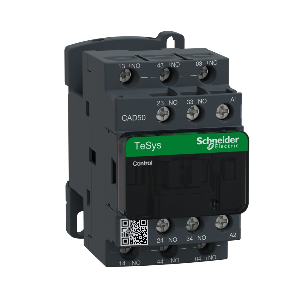 CAD50Q7 | Schneider Control relay, TeSys Deca, 5NO, 0 to 690V, 380VAC 50/60Hz standard coil, screw clamp