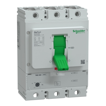 G80N3TM800 | Circuit breaker, GoPact MCCB 800, 3 poles, 50kA at 415VAC, 800A rating, TMD trip unit, adjustable thermal protection Schneider Electric