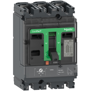 C16F3TM160 - Circuit breaker, ComPacT NSX160F, 36kA/415VAC, 3 poles, TMD trip unit 160A