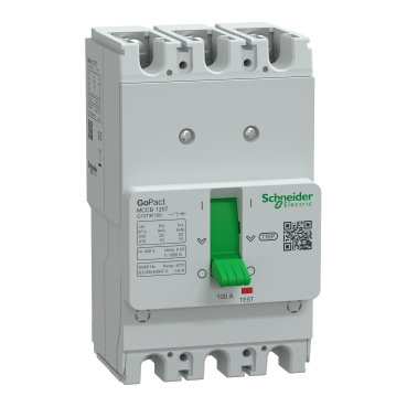 G12T3F100 | Circuit breaker, GoPact MCCB 125, 3 poles, 10kA at 415VAC, 100A rating, TMD trip unit, fixed thermal protection