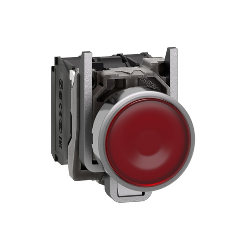 XB4BW34M5 | Illuminated push button, metal, flush, red, Ø22, spring return, 230...240 V AC, 1 NO + 1 NC